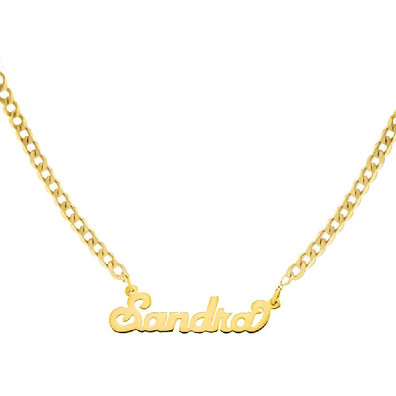 Ladies Necklaces with Star Shine-THE NAMEPLATE NECKLACE (CURB CHAIN)