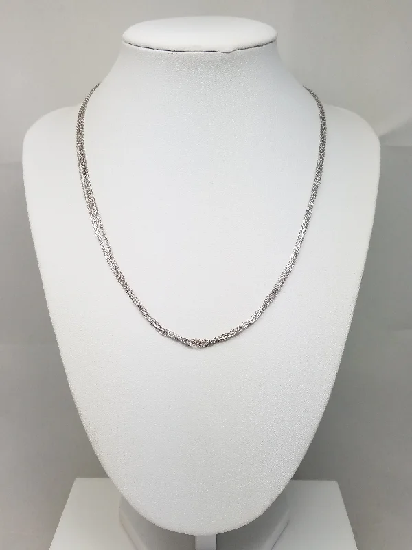 Ladies Necklaces with Pure Okenite-14k White Gold Multi-Strand 17" Necklace