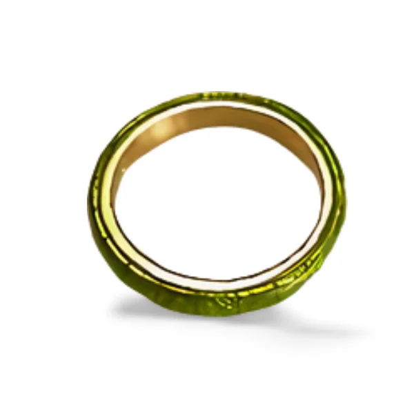 Ladies Knuckle Rings -Hidalgo Enamel Silver Textured Lime Green Insert Band Ring