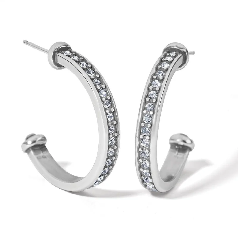 Ladies Earrings with Silver Cassiterite-Brighton : Meridian Zenith Medium Hoop Earrings in Silver