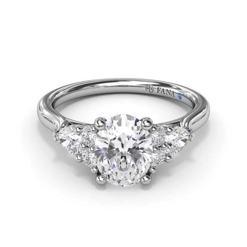 Ladies Engagement Rings Vintage Glow-Pear Side Cluster Diamond Engagement Ring S4168