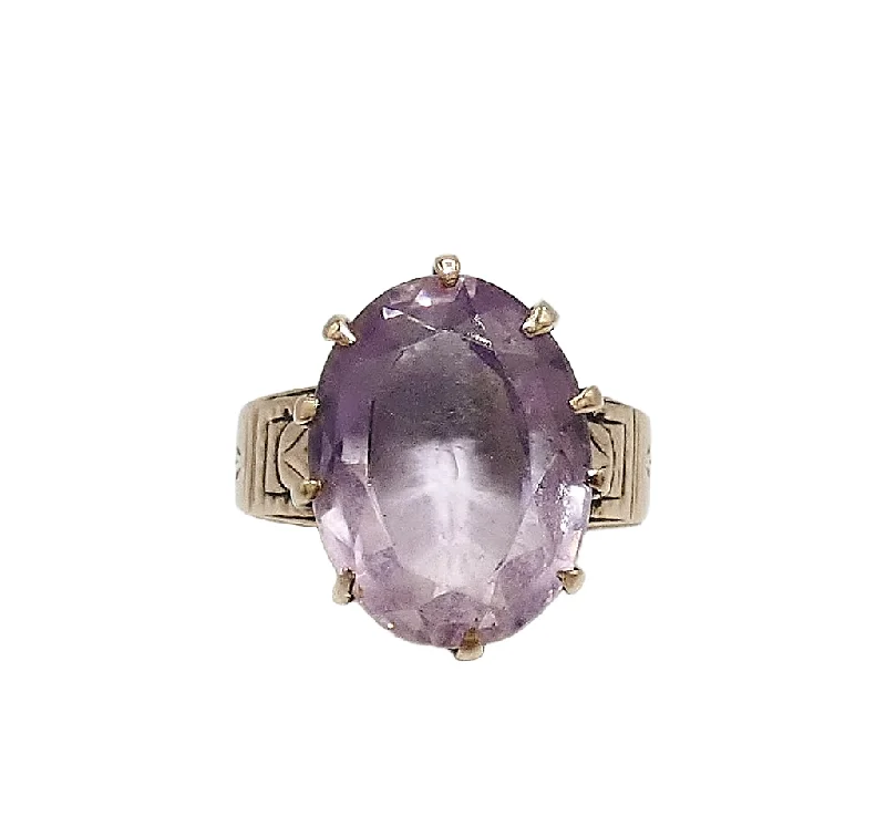 Ladies Everyday Rings -10K Rose Gold Antique Amethyst Ring