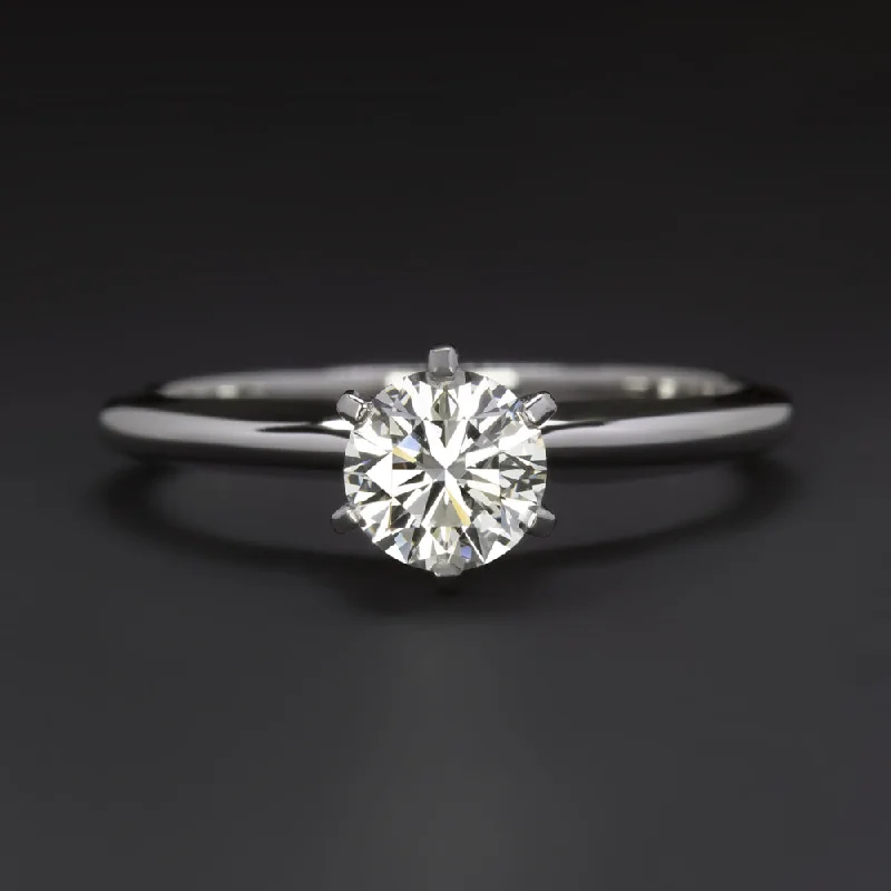 Ladies Engagement Rings Deco Glow-0.65ct GIA CERT E VS1 DIAMOND ENGAGEMENT RING 18k EXCELLENT CUT ROUND SOLITAIRE