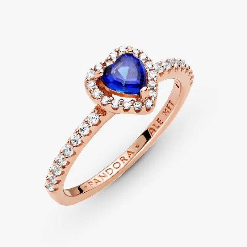 Ladies Cluster Rings -PANDORA : Sparkling Blue Elevated Heart Ring