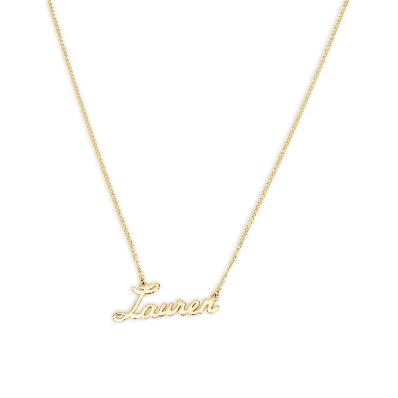 Ladies Necklaces with Wing Charm-THE CURSIVE NAMEPLATE NECKLACE