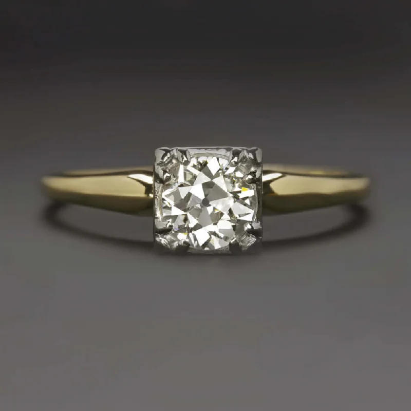 Ladies Engagement Rings with Kornerupine Spark-0.60ct G-H VS2 OLD EUROPEAN CUT DIAMOND ENGAGEMENT RING VINTAGE SOLITAIRE ESTATE