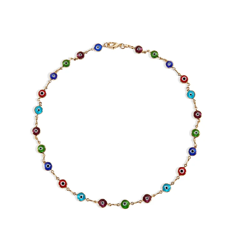 Ladies Necklaces for Summer Shine-THE MULTI COLOR EVIL EYE LINK NECKLACE