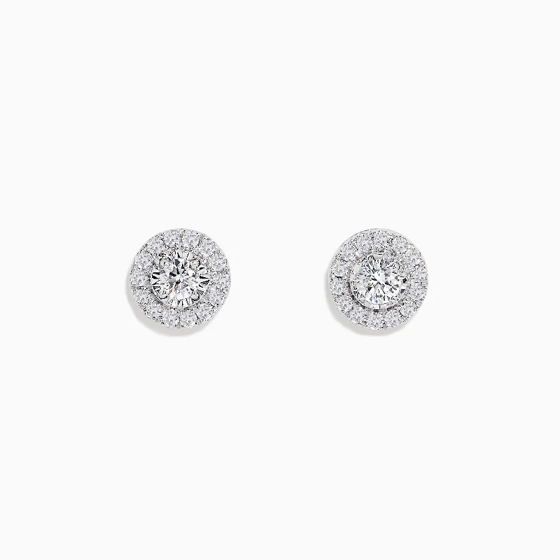 Ladies Earrings for Bestie Spark-Pave Classica 14K White Gold Diamond Stud Earrings