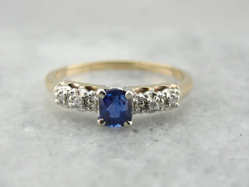 Ladies Engagement Rings Soul Spark-Bright Blue Sapphire Engagement Ring in Yellow and White Gold