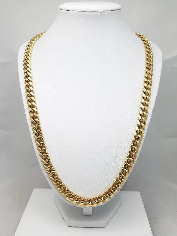 Ladies Necklaces for Work Chic-Grand 24" Hollow 10k Yellow Gold Cuban Link Chain Necklace