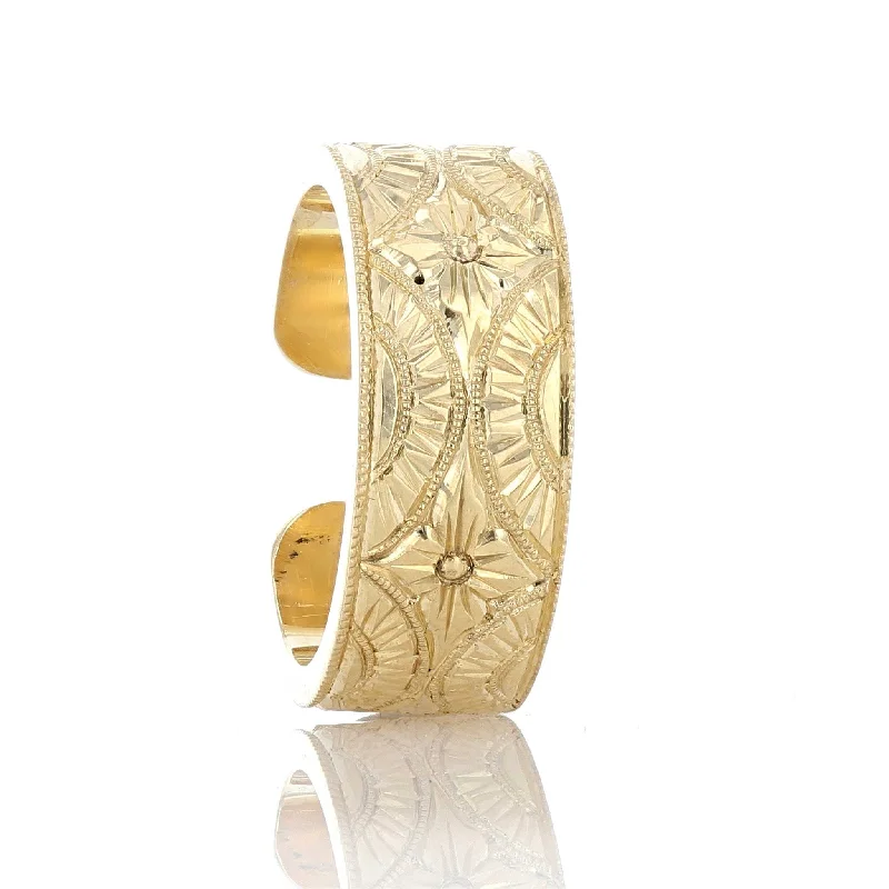 Ladies Earrings with Celestial Glow-Hand Engraved Earring Cuff