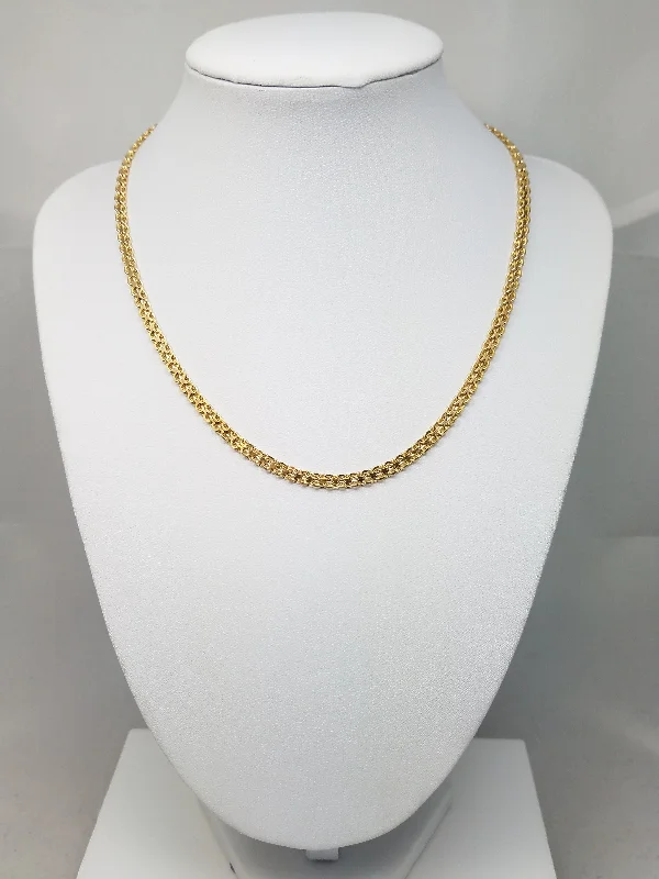 Ladies Necklaces Curly Chain-Tasteful 14k Yellow Gold Solid Bismark Link 16" Necklace