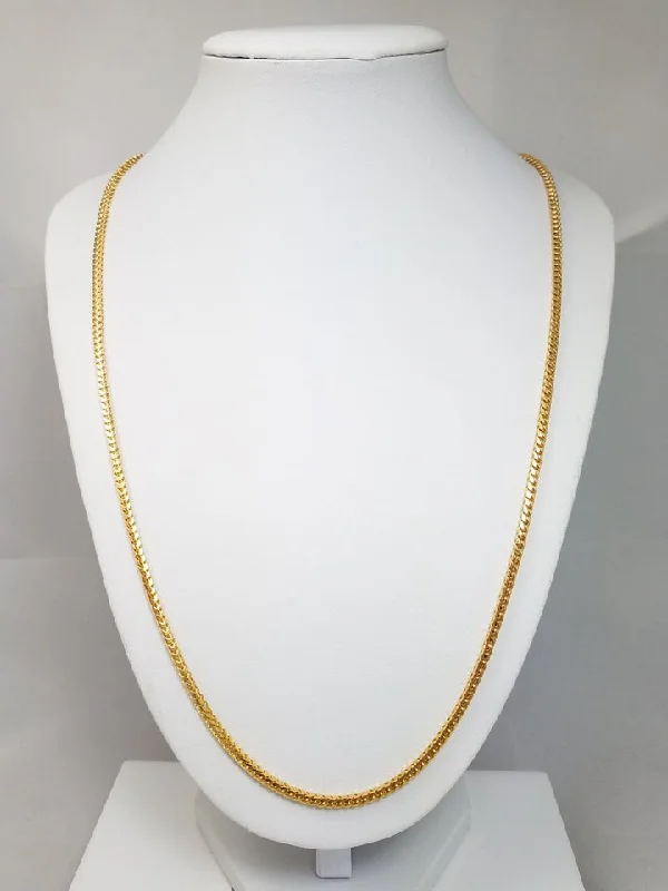 Ladies Necklaces with Faith Glow-Fabulous Franco Link 24" Necklace in 14k Yellow Gold