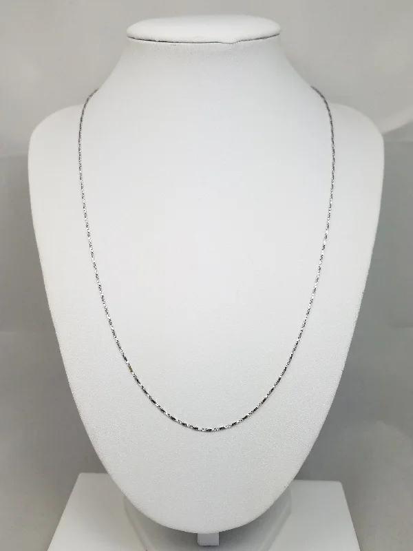 Ladies Necklaces for Girl Joy-Classic 20" 14k White Gold Twisty Box Link Chain Necklace Italy