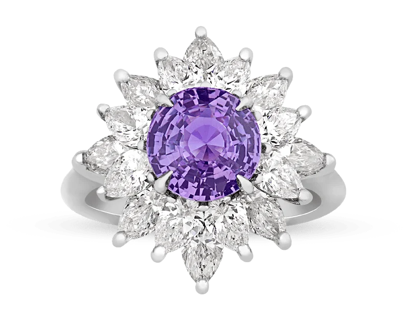 Ladies Travel Rings -Purple Sapphire Ring, 2.53 Carats