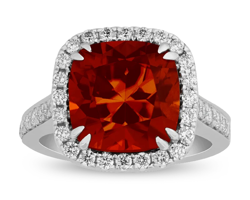 Ladies Painted Rings -Red Zircon Ring, 9.54 Carats