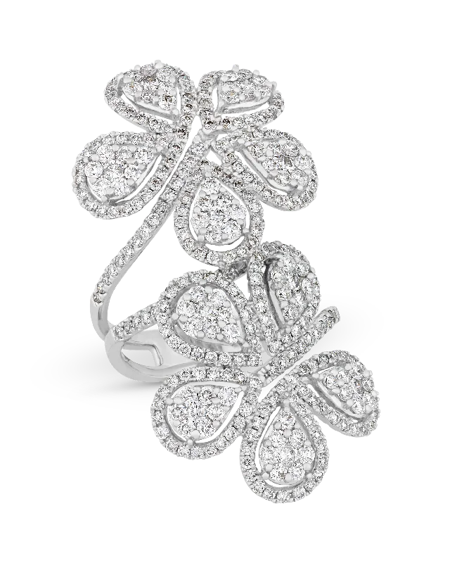 Ladies Dainty Rings -Floral Diamond Ring, 3.20 carats