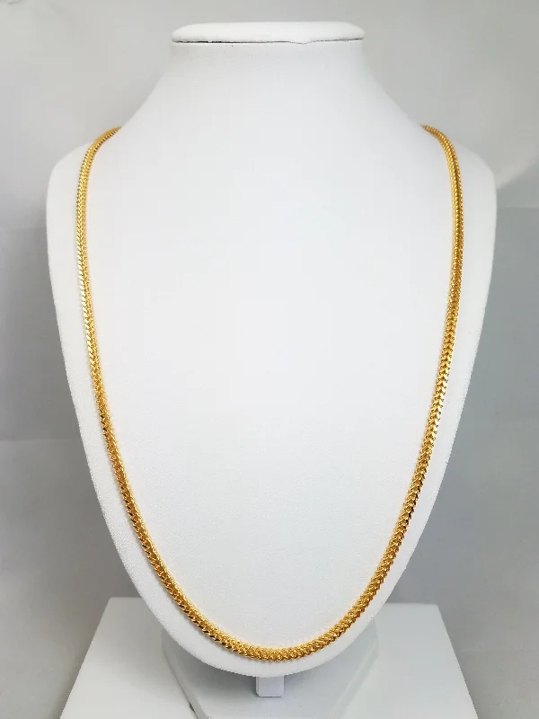 Ladies Necklaces Sharp Design-26" Solid 22k Yellow Gold Franco Link Chain Necklace