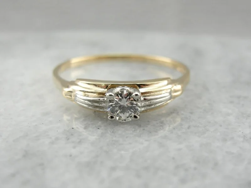 Ladies Engagement Rings Bold Shine-Iconic Retro Era Design, Diamond Engagement Ring