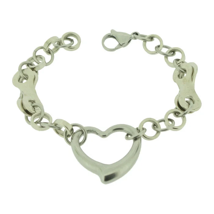 Ladies Braided Style Bracelets -Stainless Steel Heart Bracelet - Wholesale