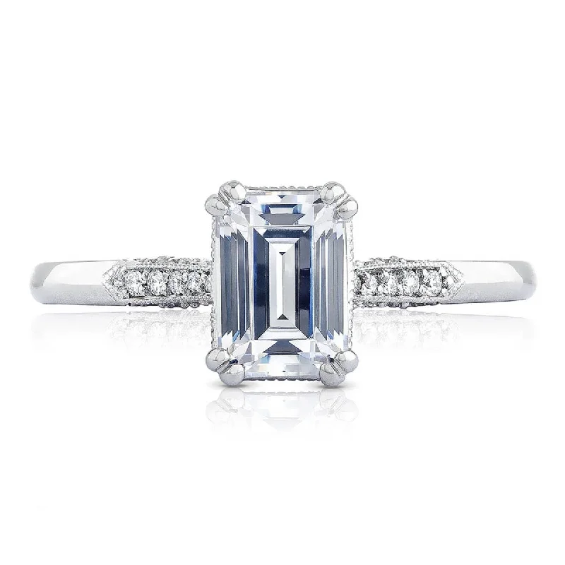 Ladies Engagement Rings Geometric Spark-Simply TACORI | Emerald Solitaire Engagement Ring 2651EC8X6