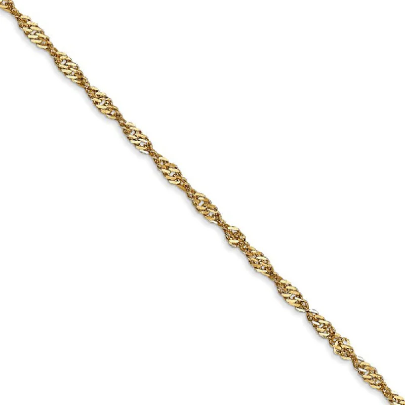 Ladies Energy Flow Bracelets -1.9mm 14k Yellow Gold Diamond Cut Singapore Chain Bracelet & Anklet