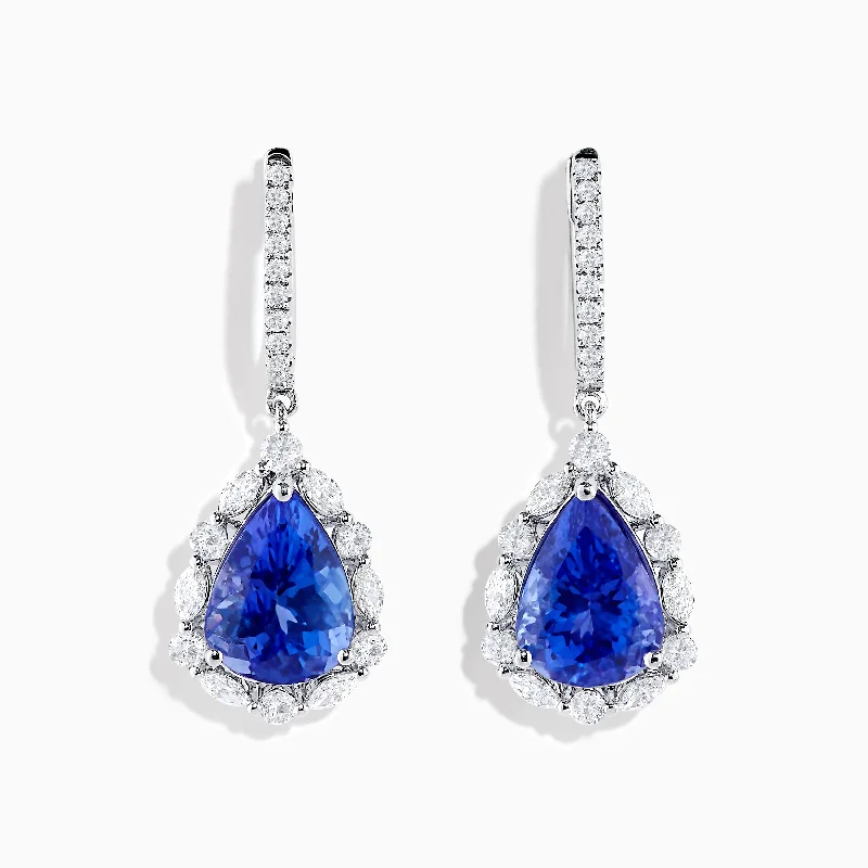 Ladies Earrings with Compass Glow-Nahla Siri 18K White Gold Tanzanite and Diamond Earrings