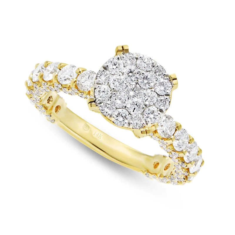 Ladies Engagement Rings Love Shine-14K Gold 2.35ct Diamond Cluster Engagement Ring