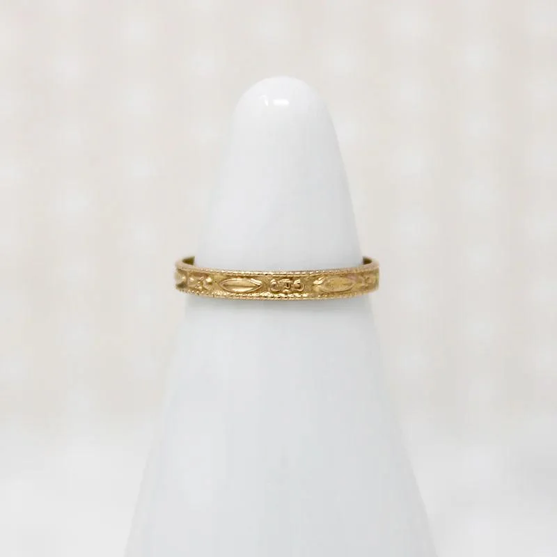 Ladies Fashion Rings -Pretty Posy Engraved Gold Tiny Ring