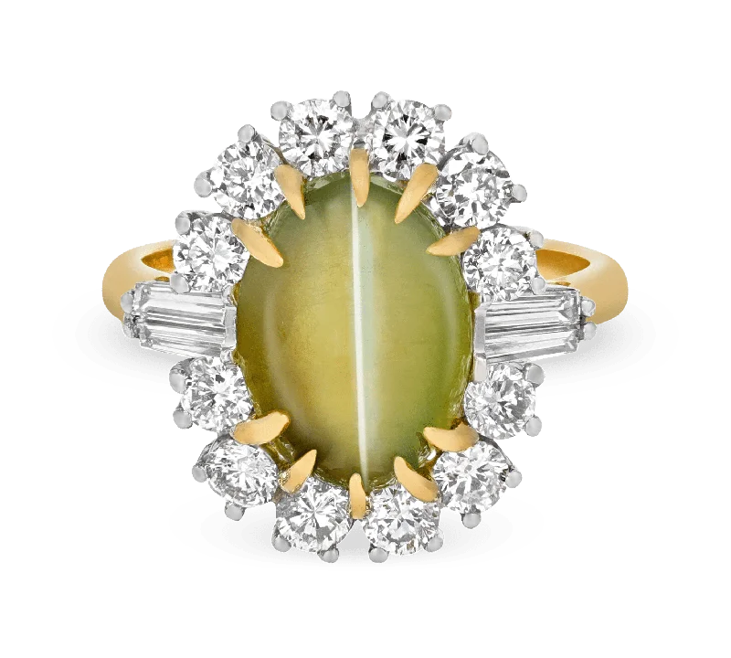 Ladies Jade Rings -Cat's Eye Chrysoberyl Ring, 8.06 Carats