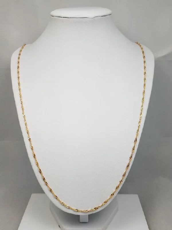 Ladies Necklaces with Wave Glow-Classic 27" Solid 18k Yellow Gold Singapore Link Chain Necklace