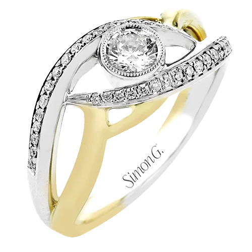 Ladies Engagement Rings with White Spark-Round-Cut Split-Shank Engagement Ring In 18k Gold With Diamonds LR3070