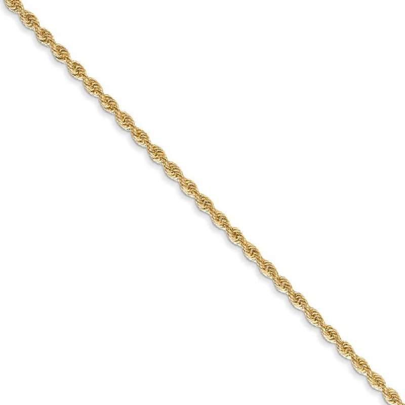 Ladies Yoga Bead Bracelets -1.75mm 14k Yellow Gold Classic Solid Rope Chain Bracelet & Anklet