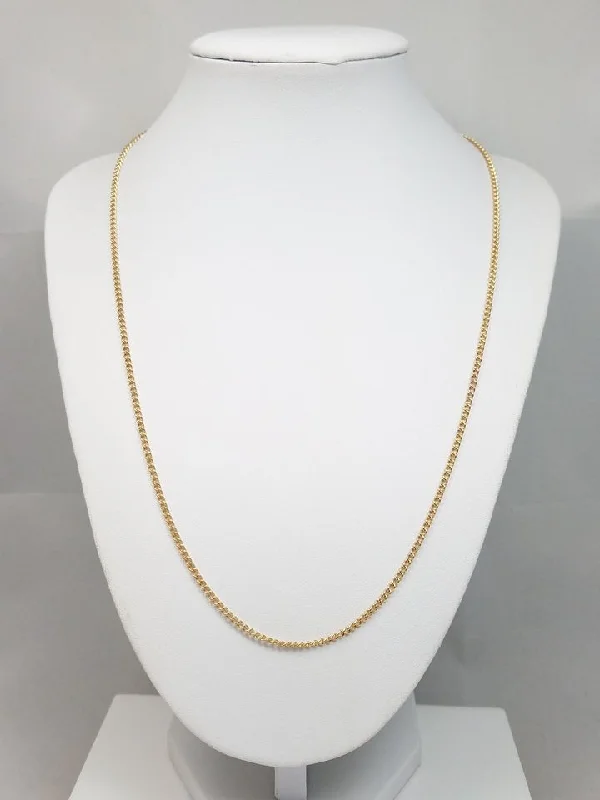 Ladies Necklaces with Lemon Heliodor-Stylish 14k Yellow Gold Solid Curb Link 21" Necklace