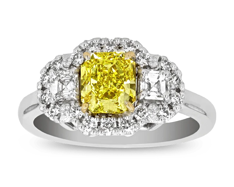 Ladies Yoga Rings -Fancy Vivid Yellow Diamond Ring, 1.20 Carats