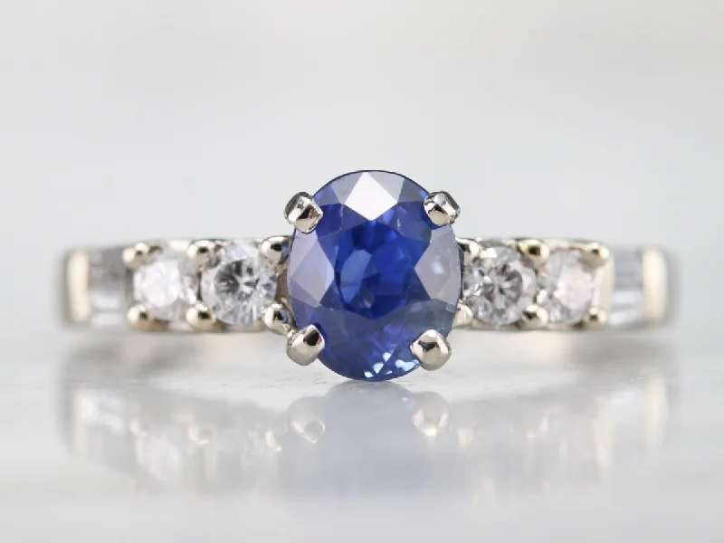 Ladies Engagement Rings Pave Spark-Sapphire and Diamond Engagement Ring