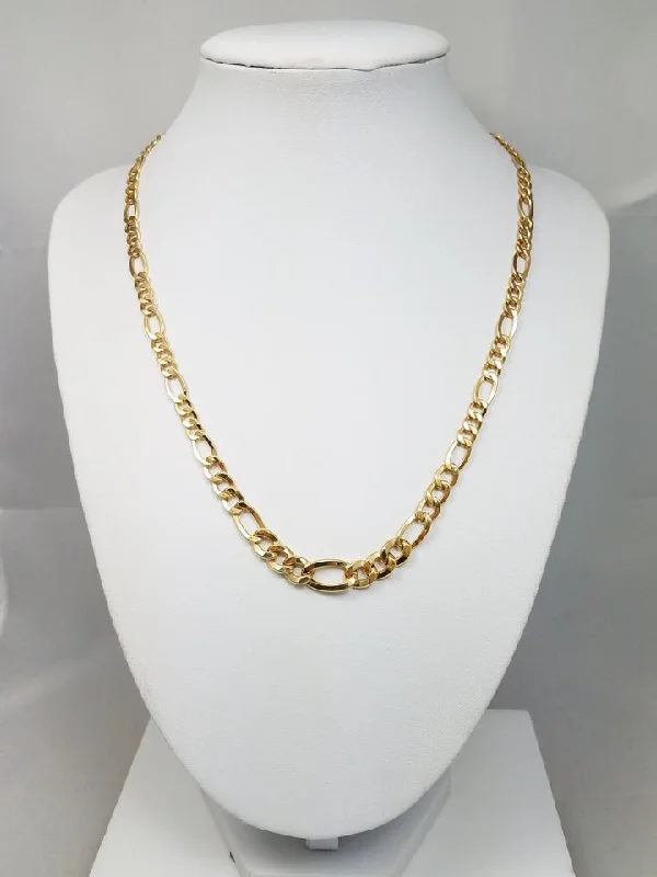 Ladies Necklaces for Mentor Love-Graduated Figaro Link 14k Yellow Gold 18" Necklace