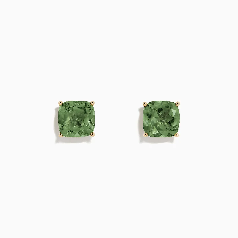 Ladies Earrings Simple Chic-14K Yellow Gold Peridot Stud Earrings, 4.50 TCW