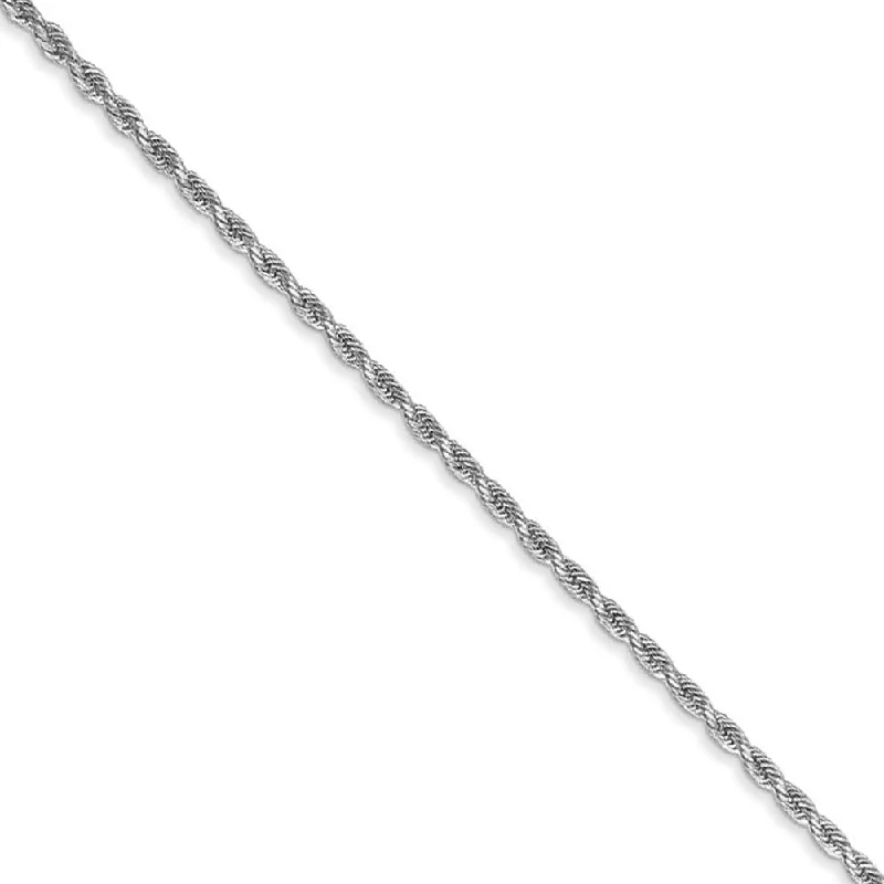 Ladies Enchanted Forest Bracelets -1.5mm 14k White Gold Solid Diamond Cut Rope Chain Bracelet & Anklet