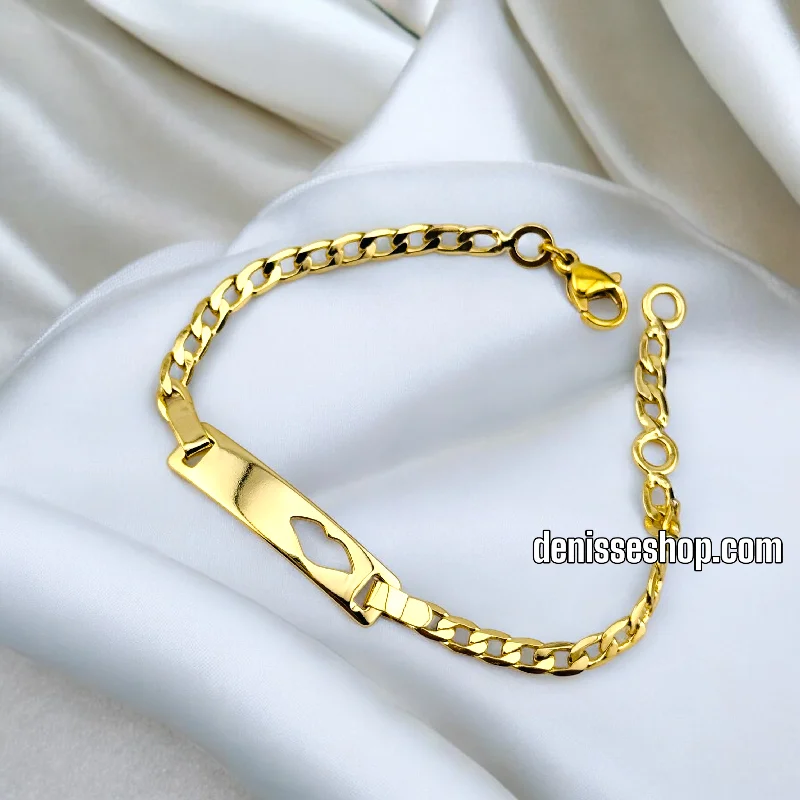 Ladies Eastern Style Bracelets -14K GIRL PLATE HEART IMPRESION BRACELET BR643