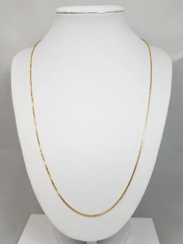 Ladies Necklaces Sharp Design-Solid Box Link 21.75" Necklace in 18k Yellow Gold