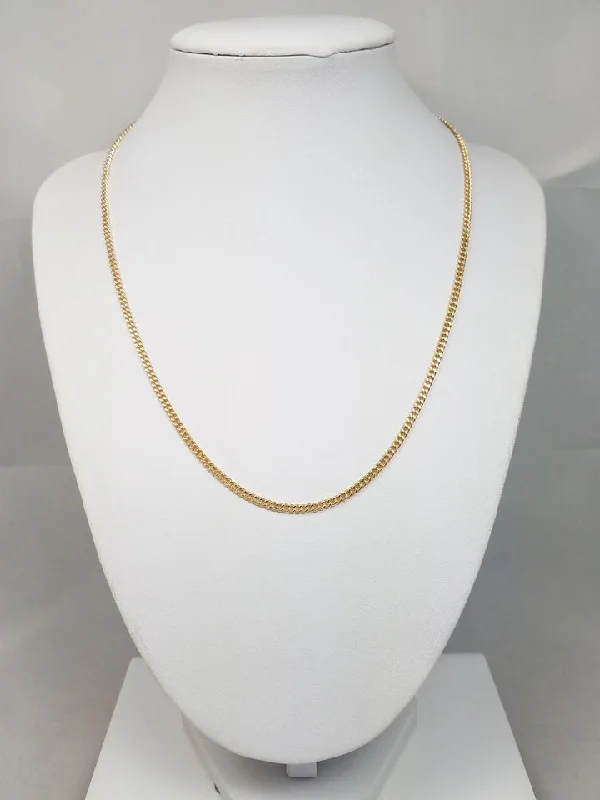 Ladies Necklaces with Yellow Sanidine-14k Yellow Gold Solid Curb Link 17.5" Necklace