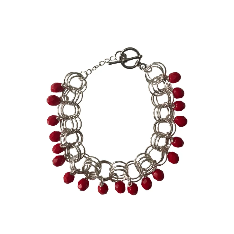 Ladies Romantic Couple Bracelets -The Donna Bracelet in Opaque Red