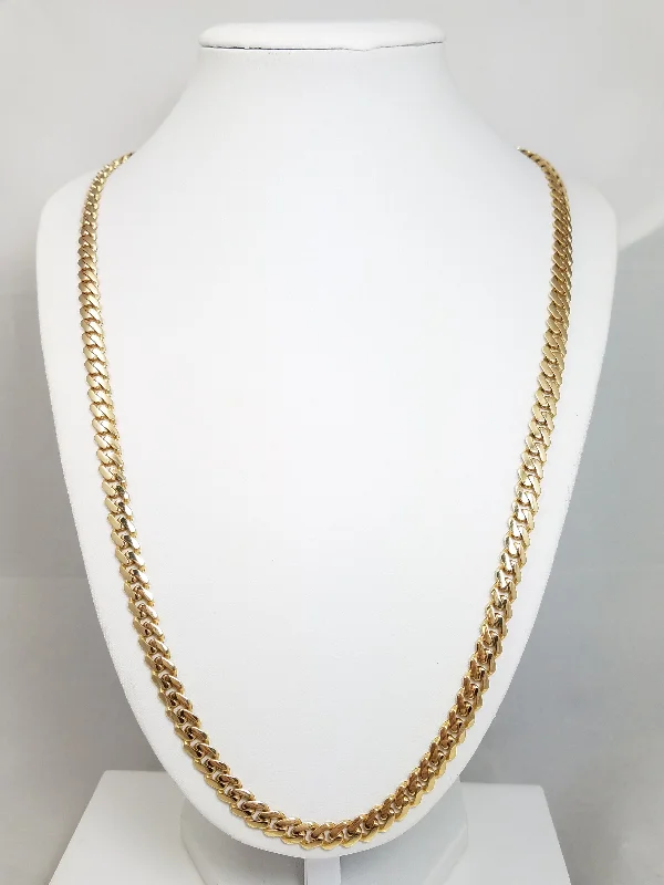 Ladies Necklaces with Blue Dumortierite-Fabulous 14k Yellow Gold Hollow Monaco Link 24" Necklace