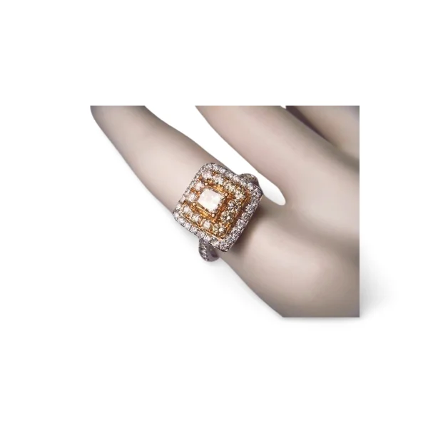 Ladies Thick Rings -Exquisite 18K White 2-Tone Gold Square Diamond Designer Ring Band