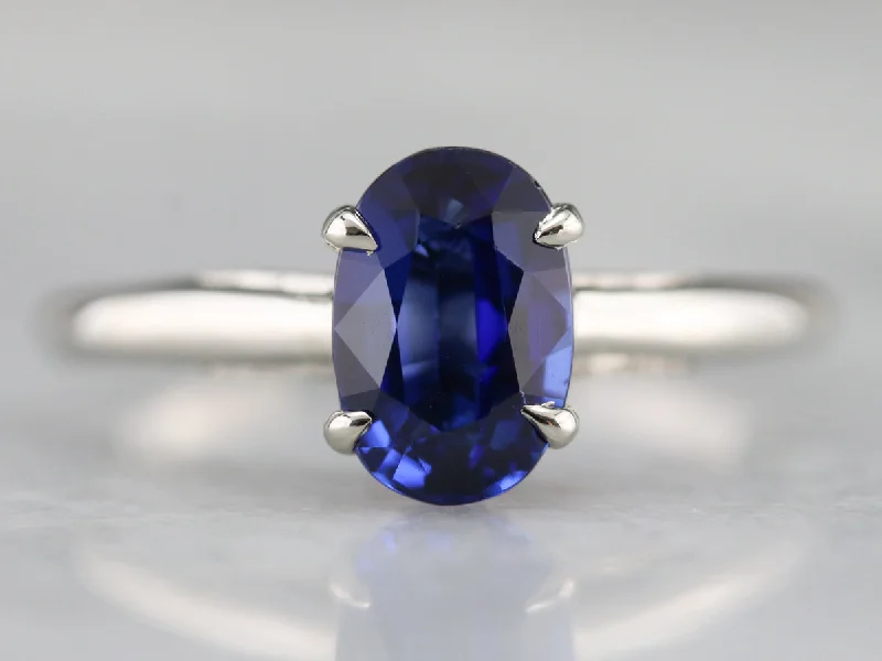 Ladies Engagement Rings Thin Glow-Classic Oval Sapphire Engagement Ring