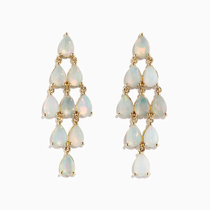 Ladies Earrings for Photo Shine-Aurora 14K Yellow Gold Opal Earrings