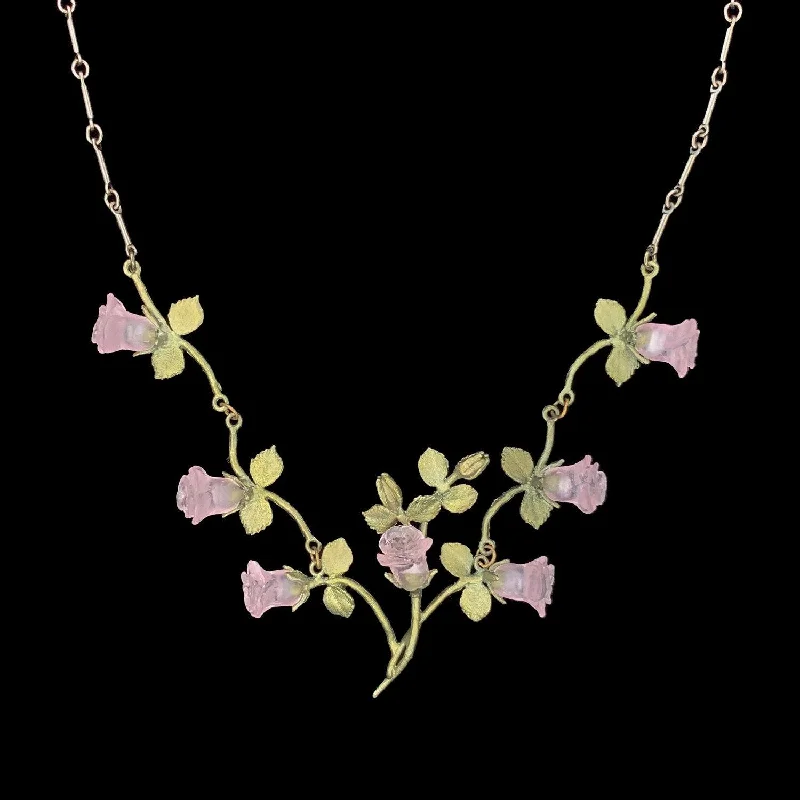 Ladies Necklaces with Round Charm-Blushing Rose Necklace - Vines