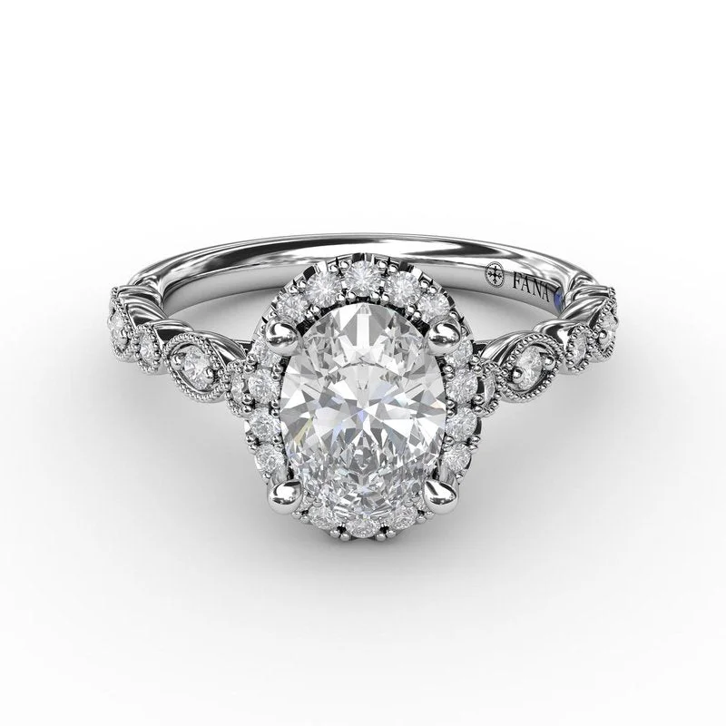 Ladies Engagement Rings with Heliodor Shine-Classic Diamond Engagement Ring with Detailed Milgrain Band S3065