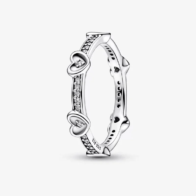 Ladies Personalized Rings -PANDORA : Radiant Sparkling Hearts Ring